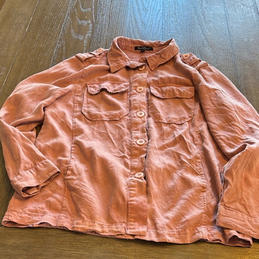Velvet Heart Dusty Rose 100% Tencel long sleeve button up collard shirt Lg